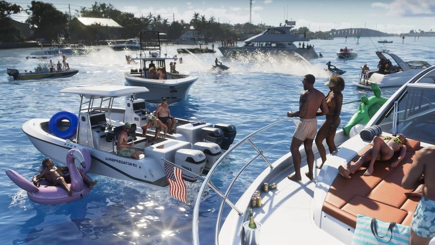 GTA6预告片中的游艇与水上摩托画面